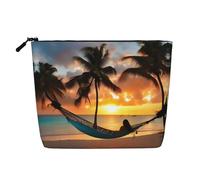 GaxfjRu Coconut Beach - Bolsa de maquillaje con estampado de hamaca, bolsa de aseo con cremallera, organizador de maquillaje para mujer, Negro -, Talla única