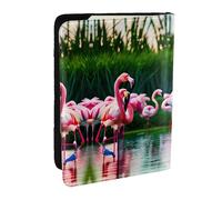 GaxfjRu Colorido y fabuloso estampado de flamencos funda de cuero para pasaporte, impermeable, cartera de viaje para pasaporte, para mujeres y hombres, Black, Talla única