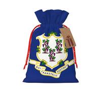 GaxfjRu Connecticut - Bolsa de arpillera con estampado de bandera del estado de Connecticut, regalos de Navidad, bolsa de regalo para regalos, varios tamaños (S, M)