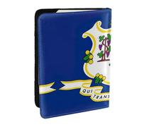 GaxfjRu Connecticut - Funda de piel con estampado de bandera del estado de Connecticut, funda de pasaporte impermeable para mujeres y hombres, Black, Talla única