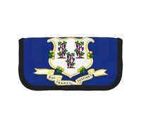 GaxfjRu Connecticut State Flag - Estuche de lona para lápices, almacenamiento organizado para picnics y uso diario, bolsa de maquillaje, soporte para lápices