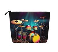 GaxfjRu Cool Drums - Bolsa de maquillaje de viaje con cremallera, organizador de maquillaje para mujer, Negro -, Talla única