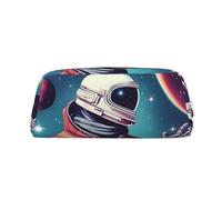 GaxfjRu Cool Man in Outer Space Galaxy - Estuche de piel tridimensional portátil con forro de PVC para maquillaje, monedero, estuche especial para lápices, Silver, Talla única, Arte