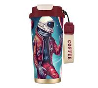 GaxfjRu Cool Man in Outer Space Galaxy Print - Taza de café con doble tapa aislada, 500 ml, acero inoxidable 316, capa interior, vaso térmico con popote