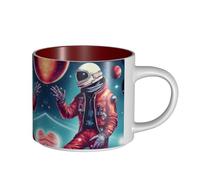 GaxfjRu Cool Man in Outer Space - Tazas de cerámica hechas a mano con estampado de galaxia, tazas de pared gruesa de gran capacidad, con mango en C para café, té y regalos