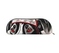 GaxfjRu Cute Animal Farm Dog 1 estuche portátil de cuero semicircular: elegante organizador para oficina, viajes, maquillaje, estuche ideal para lápices y bolsa de maquillaje