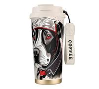 GaxfjRu Cute Animal Farm Dog - Taza de café aislada con doble tapa de 500 ml, de acero inoxidable 316, capa interior, vaso térmico con popote