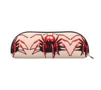 GaxfjRu Cute Little Red Spider - Estuche compacto portátil para bolígrafos, organizador de cuero semicircular con cremallera galvanizada, estuche para lápices