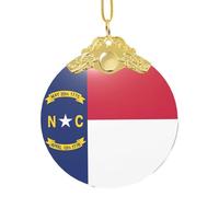 GaxfjRu Decoración navideña para el hogar con la bandera del estado de Carolina del Norte, colgante de regalo para árbol de Navidad para alegría navideña, talla única