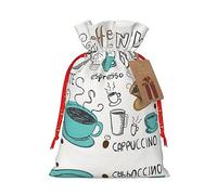 GaxfjRu Deliciosa bolsa de arpillera con estampado de café, regalos de fiesta de Navidad, bolsa de regalo para regalos, varios tamaños (S, M)