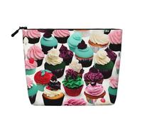 GaxfjRu Delicious Cupcakes - Bolsa de maquillaje de viaje, bolsa de aseo con cremallera, organizador de maquillaje para mujer, Negro -, Talla única
