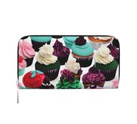 GaxfjRu Delicious Cupcakes - Cartera larga de piel con estampado de cupcakes para hombre, con tarjetero para tarjetas de crédito