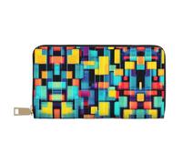 GaxfjRu Diagrama geométrico cuadrado elegante cartera de cuero para mujer con gran capacidad, cartera plegable segura y versátil para mujer, Blanco, Talla única, Classic