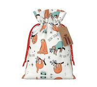 GaxfjRu Divertida bolsa de arpillera con estampado de perezoso de animales, regalos de fiesta de Navidad, bolsa de regalo para regalos, varios tamaños (S, M)