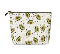 GaxfjRu Divertida bolsa de maquillaje con estampado de aguacates de dibujos animados para viaje, bolsa de aseo con cremallera, organizador de maquillaje para mujer, Negro -, Talla única