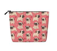 GaxfjRu Divertida bolsa de maquillaje con estampado de carlino y cachorro, bolsa de aseo con cremallera, organizador de maquillaje para mujer, Negro -, Talla única