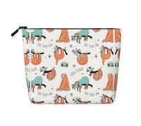 GaxfjRu Divertida bolsa de maquillaje con estampado musical de perezoso de animales, bolsa de aseo con cremallera, organizador de maquillaje para mujer, Negro -, Talla única