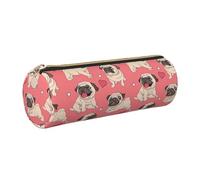 GaxfjRu Divertida funda de piel con cremallera para bolígrafos y lápices, diseño de carlino y cachorro, diseño de carlino suave