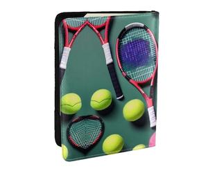 GaxfjRu Divertida funda para pasaporte con diseño de raquetas de tenis y pelotas de tenis para viajes, organizador de viaje, funda para tarjetas de crédito, Black, Talla única