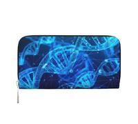 GaxfjRu DNA Chain - Cartera larga de piel con impresión fotográfica para hombre, aspecto vintage, tarjetero para tarjetas de crédito