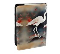 GaxfjRu Dos grullas japonesas volando pintura tradicional impresa cuero pasaporte funda funda impermeable cartera pasaporte titular para mujeres hombres, Black, Talla única