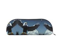GaxfjRu Eagle under the stars - Estuche compacto y portátil para bolígrafos, organizador de cuero semicircular con cremallera galvanizada, estuche para lápices