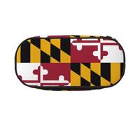 GaxfjRu Estuche con diseño de bandera de Maryland de gran capacidad para el hogar, universidad, oficina, organizador para adultos, estudiantes, Negro , talla única, Lindo