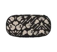 GaxfjRu Estuche con diseño de guitarra de gran capacidad para el hogar, universidad, oficina, organizador para adultos, estudiantes, Negro , talla única, Lindo