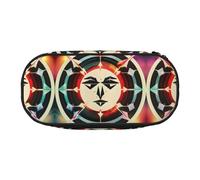 GaxfjRu Estuche de lápices con flechas de caza triángulos con impresión de ciervos de gran capacidad para el hogar, universidad, oficina, organizador para adultos, estudiantes, Negro , talla única,