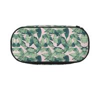 GaxfjRu Estuche de lápices con hojas de palma verde con estampado rosa de gran capacidad para el hogar, universidad, oficina, organizador para adultos, estudiantes, Negro , talla única, Lindo