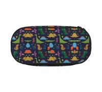 GaxfjRu Estuche de lápices con impresión de hojas de palma de dinosaurio de gran capacidad para el hogar, universidad, oficina, organizador para adultos, estudiantes, Negro , talla única, Lindo