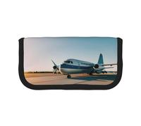 GaxfjRu Estuche de lona con diseño de avión para lápices, almacenamiento organizado para picnics y uso diario, bolsa de maquillaje, soporte para lápices