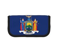GaxfjRu Estuche de lona con diseño de bandera de Nueva York, almacenamiento organizado para picnics y uso diario, bolsa de maquillaje, soporte para lápices