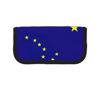 GaxfjRu Estuche de lona con diseño de bandera del estado de Alaska, almacenamiento organizado para picnics y uso diario, bolsa de maquillaje, soporte para lápices