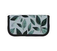 GaxfjRu Estuche de lona con diseño de hojas de color gris menta para lápices, almacenamiento organizado para picnics y uso diario, bolsa de maquillaje, soporte para lápices