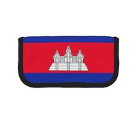 GaxfjRu Estuche de lona con diseño de la bandera de Camboya para lápices, almacenamiento organizado para picnics y uso diario, bolsa de maquillaje, soporte para lápices