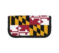 GaxfjRu Estuche de lona con diseño de la bandera del estado de Maryland para lápices, almacenamiento organizado para picnics y uso diario, bolsa de maquillaje, soporte para lápices