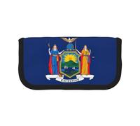 GaxfjRu Estuche de lona con diseño de la bandera del estado de Nueva York, almacenamiento organizado para picnics y uso diario, bolsa de maquillaje, soporte para lápices