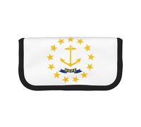 GaxfjRu Estuche de lona con diseño de la bandera del estado de Rhode Island para guardar lápices y uso diario, estuche de maquillaje, soporte para lápices
