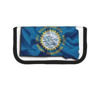 GaxfjRu Estuche de lona con diseño de mapa de la bandera de Dakota del Sur, almacenamiento organizado para picnics y uso diario, bolsa de maquillaje, soporte para lápices