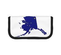 GaxfjRu Estuche de lona con diseño de mapa de la bandera del estado de Alaska, almacenamiento organizado para picnics y uso diario, bolsa de maquillaje, soporte para lápices