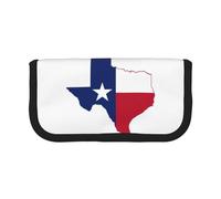 GaxfjRu Estuche de lona con diseño de mapa de la bandera del estado de Texas, almacenamiento organizado para picnics y uso diario, bolsa de maquillaje, soporte para lápices