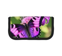 GaxfjRu Estuche de lona con diseño de mariposas moradas para lápices, almacenamiento organizado para picnics y uso diario, bolsa de maquillaje, soporte para lápices