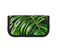 GaxfjRu Estuche de lona con diseño de palmera y hojas verdes, con bonito diseño de lunares, almacenamiento organizado para picnics y uso diario, bolsa de maquillaje, soporte para lápices