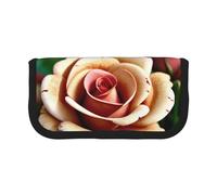GaxfjRu Estuche de lona con diseño de rosas rústicas, bonito diseño de lunares, almacenamiento organizado para picnics y uso diario, bolsa de maquillaje, soporte para lápices