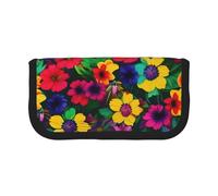 GaxfjRu Estuche de lona para lápices con diseño de flores de arco iris, almacenamiento organizado para picnics y uso diario, bolsa de maquillaje, soporte para lápices