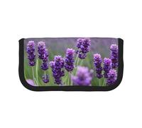 GaxfjRu Estuche de lona para lápices con diseño de flores de color lavanda púrpura con lunares para almacenamiento organizado para picnics y uso diario, bolsa de maquillaje, soporte para lápices