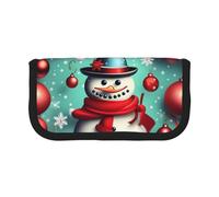 GaxfjRu Estuche de lona para lápices con diseño de lunares y texto en inglés "Merry Christmas", almacenamiento organizado para picnics y uso diario, bolsa de maquillaje, soporte para lápices
