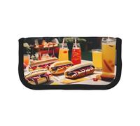 GaxfjRu Estuche de lona para lápices con diseño de perros calientes y limonada, almacenamiento organizado para picnics y uso diario, bolsa de maquillaje, soporte para lápices