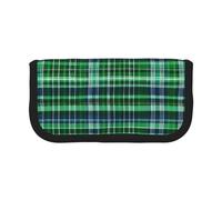 GaxfjRu Estuche de lona para lápices de tartán escocés azul y verde, almacenamiento organizado para picnics y uso diario, estuche para lápices, soporte para lápices